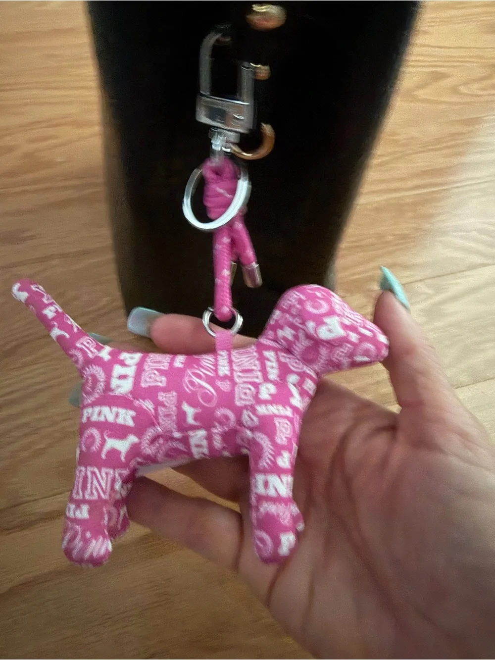 PINK Victoria's Secret Pink Logo Dog Charm Keychain